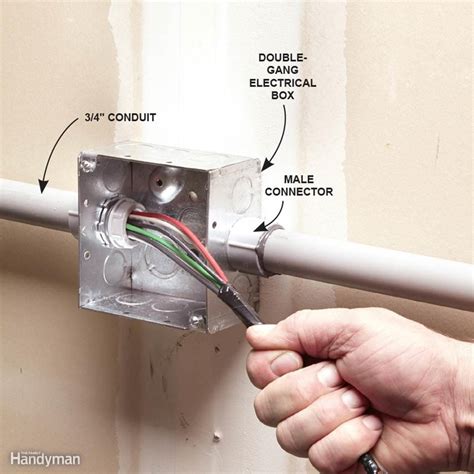 connect electric wire to a box|fitting wires into electrical box.